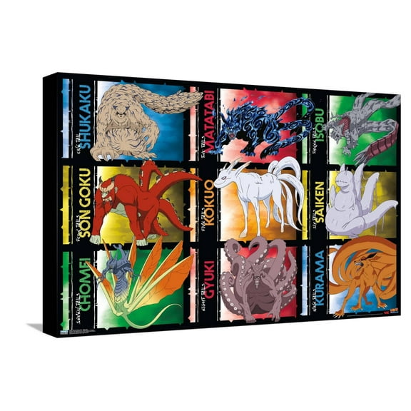 Naruto Shippuden - Biju Grid Canvas Wall Poster, 14.725" x 22.375"