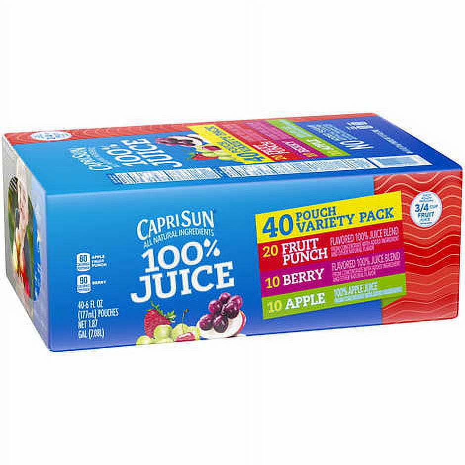 Capri Sun 100% Juice, Variety Pack, 6 fl oz, 40-count