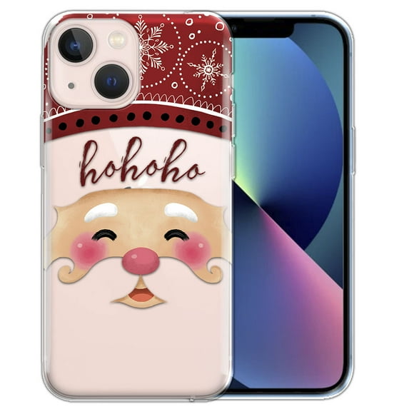 WIRESTER Transparent Soft Gel TPU Clear Case Slim Protective Cover for Apple iPhone 13 mini 5.4" 2021, Xmas Santa Baby Ho Ho Ho