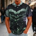 thumbnail image 2 of GrmtClth Men’s Daily Vacation Spooky Button Down Shirt Short Sleeve Gothic Forest Haunted House Pumpkin Pattern Soft Full Button Top Wine 2XL, 2 of 5