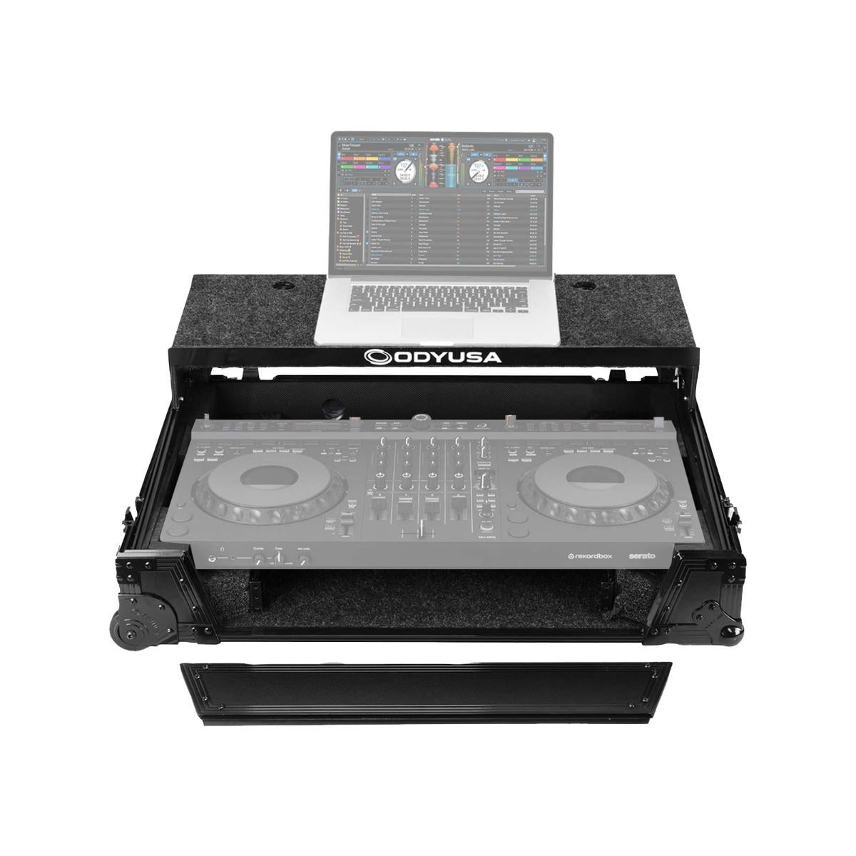 Odyssey FZGSDDJGRV6BL1UCW 1U Case in Black for AlphaTheta DDJ-GRV6 DJ Controller with Patented Glide Platform and Corner Wheels
