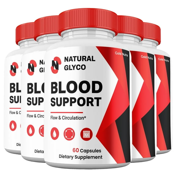 (5 Pack) Natural Glyco Blood Support Capsules, Glycogen Supplement, Maximum Strength Pills  All Natural, 30 Day Supply per Bottle