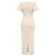 thumbnail image 6 of Brglopf Women's Puff Short Sleeve Bodycon Midi Dress Summer Elegant Formal Wedding Guest Cocktail Party Office Pencil Dresses, 6 of 7