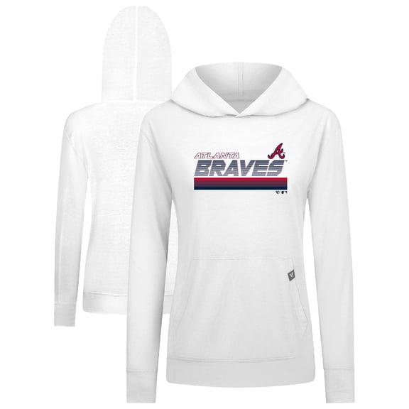 Women's Levelwear White Atlanta Braves Relay Breaker Pullover Hoodie