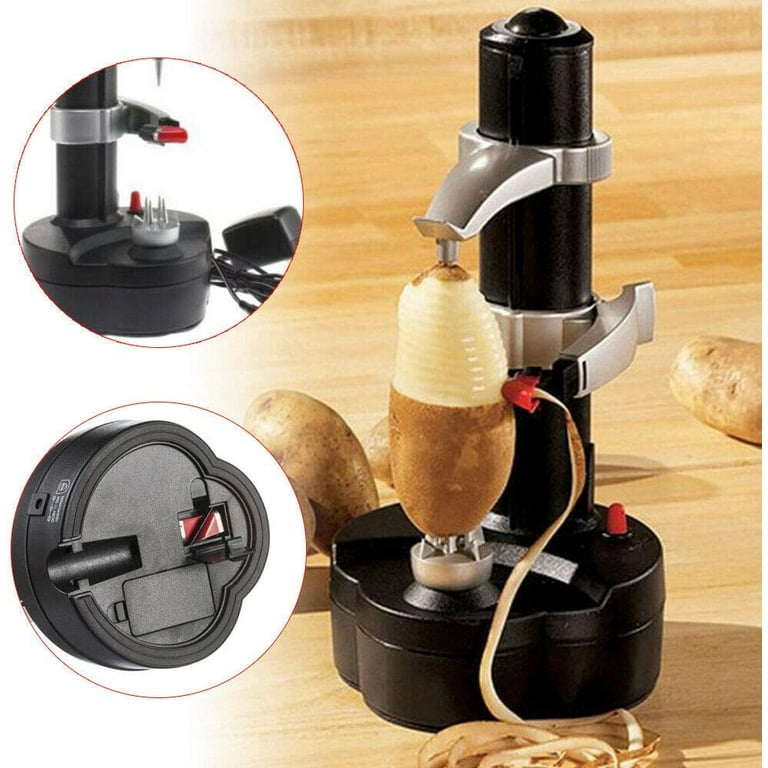 ele ELEOPTION Electric Potato Peeler, Multifunction Electric Fruit Apple  Peeler Potato Peeling Machine Automatic Rotating, Kitchen Peeling Tool Black