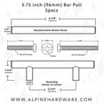 thumbnail image 2 of Alpine Hardware Solid Euro Style Bar Handle Pull | 25Pack ~ 3.75" Hole Center & 6.125" Length | Heavy Stainless Steel T-Bar Pull with a Satin Nickel Finish | Cabinet Hardware, 2 of 4