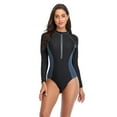 thumbnail image 3 of SWSMCLT Women's Half Zip Bathing Suit Long Sleeve Swimsuit Modest Summer One Piece Rash Guard Surf Slimming Swim Suit 11Navy 12, 3 of 4