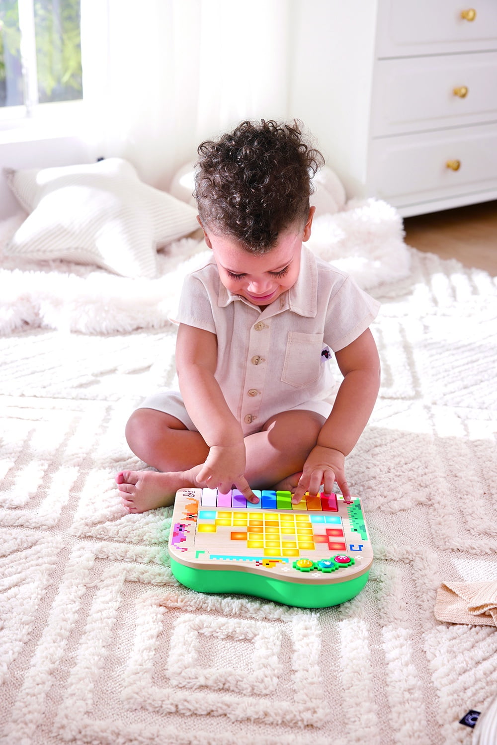 Hape Rainbow Rhythm Pixel Piano, Light Up Music Toy, Interactive Fun, Unisex, Toddlers Ages 12M+