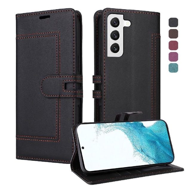 Premium Wallet Case for Samsung Galaxy S23 Plus with Card Slots & Kickstand, Flip Cover Black