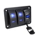 thumbnail image 2 of Panel de interruptores basculantes de 4,2 A con cargador USB doble, voltímetro de aluminio de alta resistencia para vehículos 3 pandillas, 2 of 8