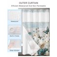 thumbnail image 4 of No Hook Shower Curtain with Snap-in Liner, Teal Tulip Butterfly Waterproof Fabric Bathroom Curtains, Beige Turquoise Floral Farmhouse Blue Bath Curtains & Mesh Top Window 54"x78", 4 of 9