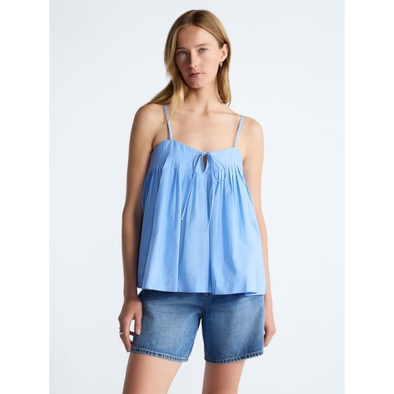 Free Assembly Women's Cotton Pintuck Sleeveless Top, Sizes XS-XXL