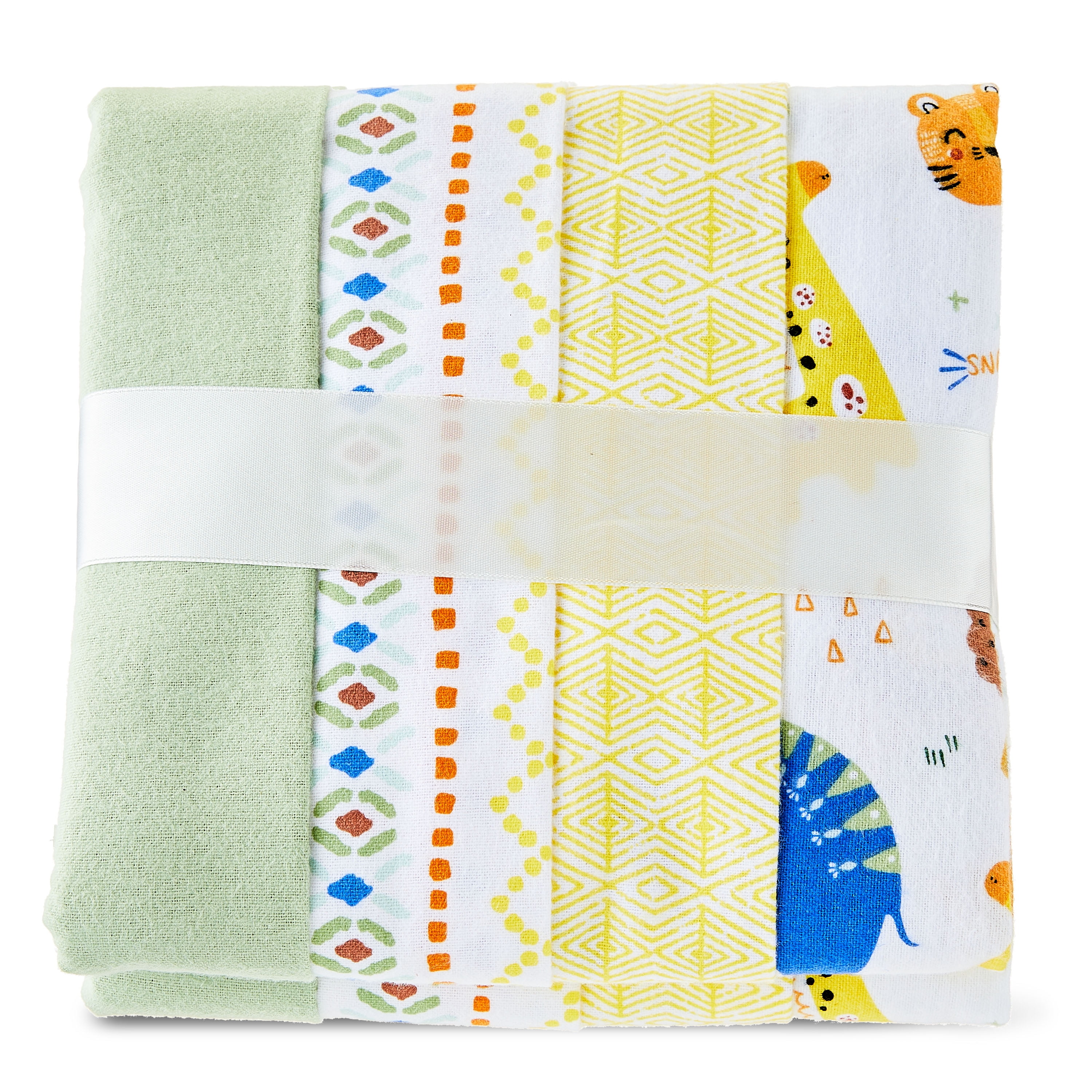Parent's Choice Cotton Flannel Receiving Blankets for Baby Boys and Girls, Jungle, 4-Pack