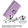 thumbnail image 3 of Wallet Phone Case for iPhone 15 Plus, Retro Matte 9 Card Holder Slots Zipper Pocket Handbag Case Premium PU Leather Magnetic Closure Kickstand with Wrist Strap Flip Folio Purse Case - Purple, 3 of 18