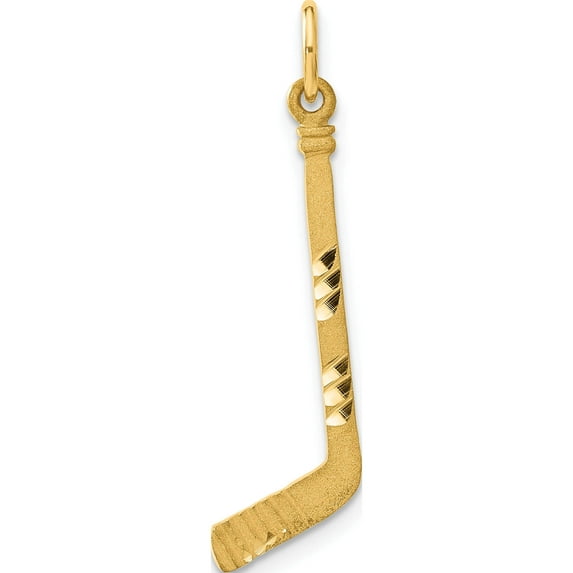 14K Yellow Gold Satin D/C Hockey Stick Charm (31 X 9) Made In United States c1232