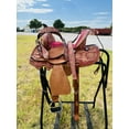 thumbnail image 2 of Resistance Youth Western Barrel Saddle for Horse Riding – Genuine Leather Kids Saddle with Floral Tooling, Silver Conchos & Free Tack Set – Sizes 10”, 12”, 13”, 2 of 7
