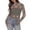 *Gray, variant on Women's Long Sleeve Lace Mesh Sheer Top,Ladies High Neck See-Through Floral Blouse,Slim Fit Party Clubwear Crop Top for Women,Beige,S-XL