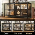 thumbnail image 4 of WIAWG Storage Cabinet with 3-Color LED Lights, Glass Shelves & 4 Compartments, Sideboard Buffet for Living Room Dining Room, Black, 4 of 8
