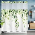 thumbnail image 6 of Eucalyptus Leaf No Hooks Shower Curtain with Snap-in Liner Watercolor Vintage Sage Green Leaves Rustic Shower Curtains for Bathroom, Waterproof, Easy Install, Washable 72"x72", 6 of 9