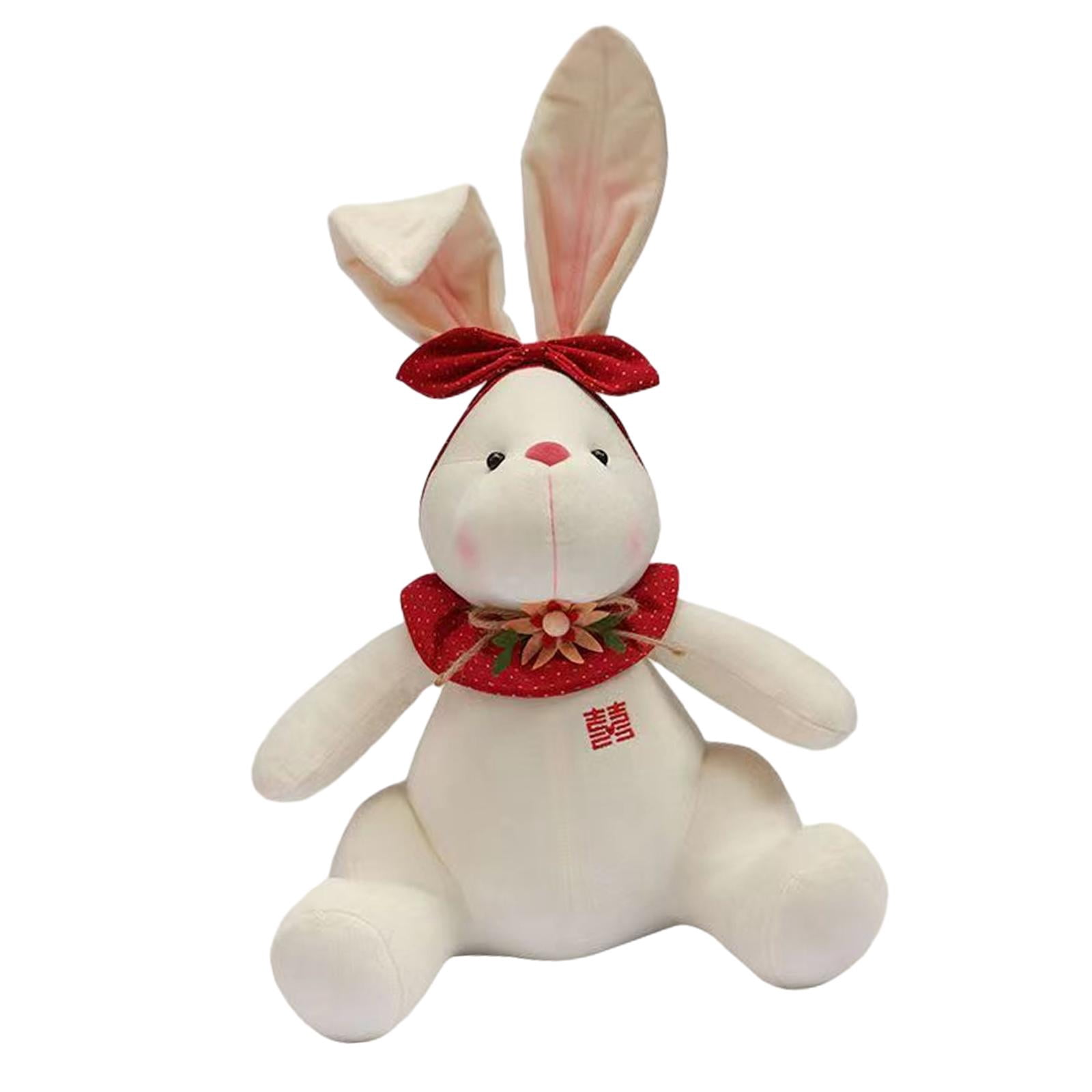 LeeQinersw Press bed doll rabbit plush toy doll wedding gift, rabbit plush doll for bedroom Women