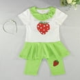 thumbnail image 4 of Toddler Girls Clothes Summer Short Set Short Sleeve Ruffle Strawbarry Prints Tops and Shorts 2Pcs Baby Girls Outfit, 4 of 4