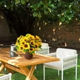 thumbnail image 3 of Artificial Flowers in Vase, Silk Flowers Arrangements, Fake Rose Bouquets in Handmade Rattan Vase for Home Office Dinning Room Table Kitchen Desktop Decoration (Brown), 3 of 5