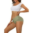 thumbnail image 4 of INSPIRE CHIC Women's Hi-Cut Brief Ribbed High Waist Tummy Control Underwear M Pea Green, 4 of 4