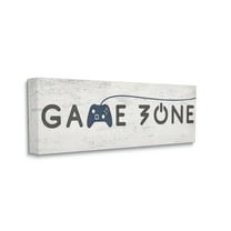 Stupell Industries Game Zone Video Gamer Phrase Rustic Blue Controller Beauty & Fashion Painting Gallery Wrapped Canvas Print Wall Art, 20 x 48