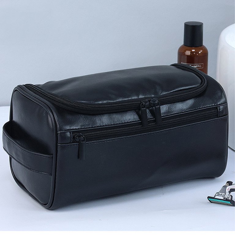 Vancase Toiletry Bag for Men Vintage Leather Dopp Kit Hanging Shaving Bag  Portable Bathroom Shower Organizer for Travel Accessories 