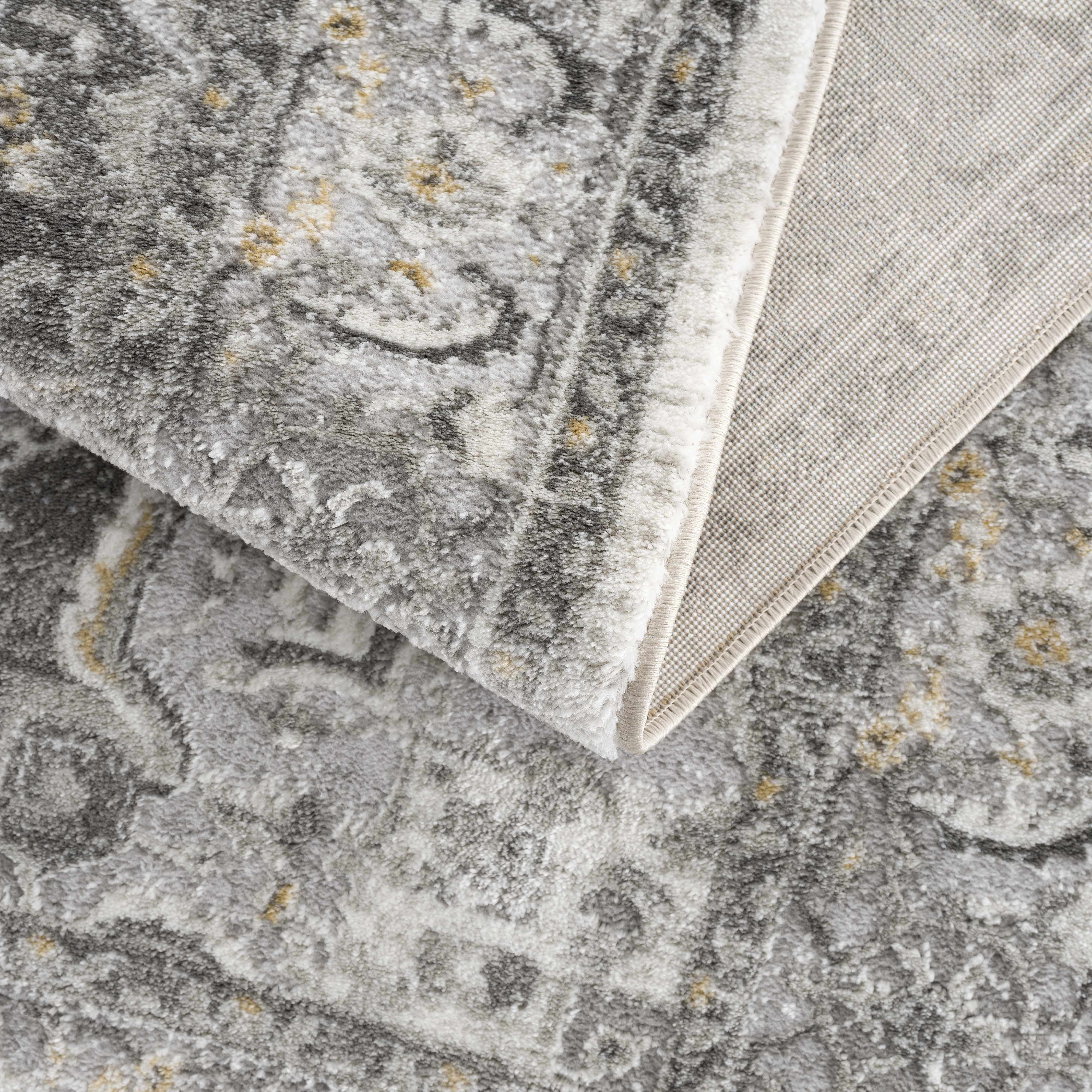 Hauteloom Liverpool Traditional Medallion Bedroom Living Room Area Rug - Oriental Carpet - Vintage Bohemian Farmhouse - Brown, Grey - 6'7" x 9'