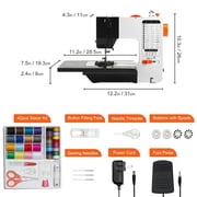 Sewing Machine, Portable Sewing Machine for Beginners with 38 Built-in Stitches & Reverse Sewing, Dual Speed Sewing Machine with Extension Table Foot Pedal, Accessory Kit Family Home Travel