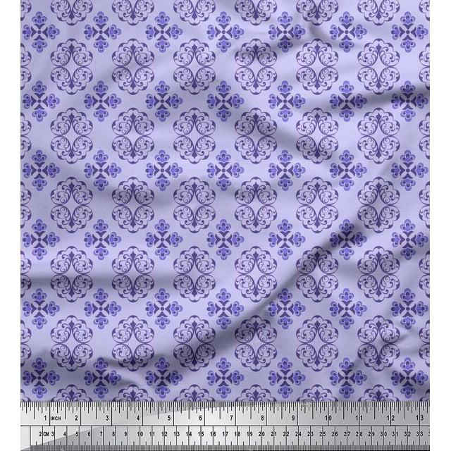 Soimoi Tissu Poly Georgette Filigrane Damas Imprimé Tissu au Mètre 52 Pouces de Large