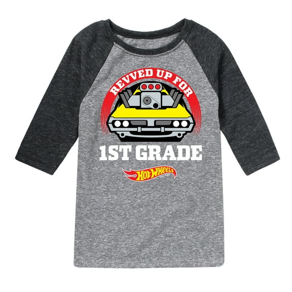 Hot Wheels - Revved Up For 1st Grade - Youth Raglan Graphic T-Shirt