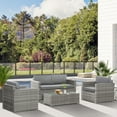 thumbnail image 2 of Outsunny 4 Pieces Wicker Patio Furniture Set with Cushions, Mixed Grey, 2 of 10