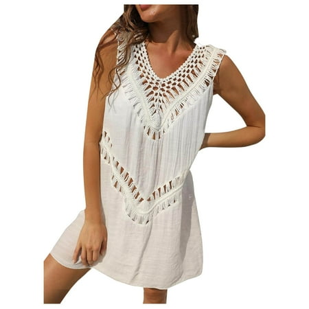 Women s Swimwears Cover-Ups Hand Hook Stitching V Neck A Line Skirt Sexy Beach Bikini Swimsuit Cover Up Lady Casual Beachwear