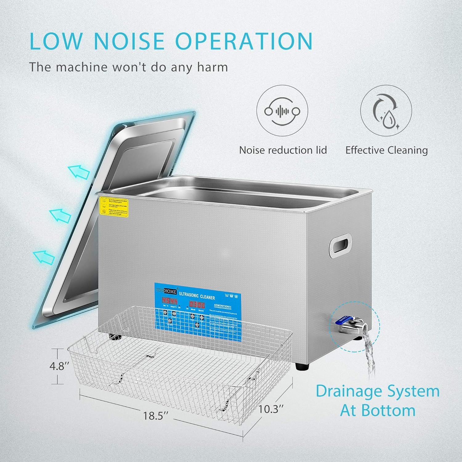 SPECSTAR Professional 22L Portable Touch Controllable Electric Ultrasonic Cleaner Machine with Digital Timer and Heater for Parts Jewelry Watch Coin Glass Circuit Board