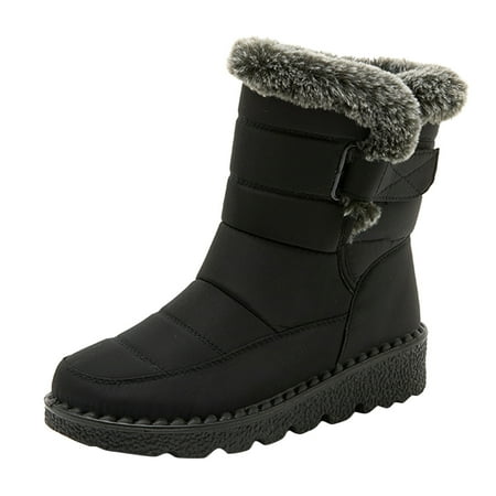 

Fashion Women Winter Water Proof Flat Hook Loop Keep Warm Snow Boots Comfortable Mid Boots Shoes Women Snow Boots Size 13w