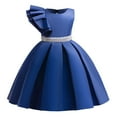 thumbnail image 1 of Zshosam Robe en Tulle pour Tout-Petit Robe Fille Contraste en Maille Manches Courtes Bouffantes Ligne A Robe Décontractée de Fête Taille 2T 3T,(Bleu 2-3 Ans), 1 of 9