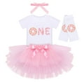 thumbnail image 2 of IBTOM CASTLE Baby Girls Donut One Half 1st/2nd Birthday Outfit Sweet Romper Tutu Dress Leggings Princess Skirt Clothes Set 1 Year Donut White-one, 2 of 8