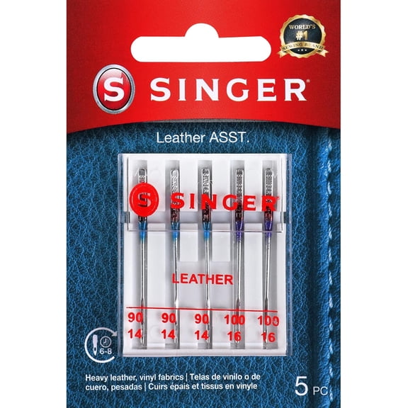 SINGER Leather Sewing Machine Needles, Size 90/14, 100/16 - 5 Count