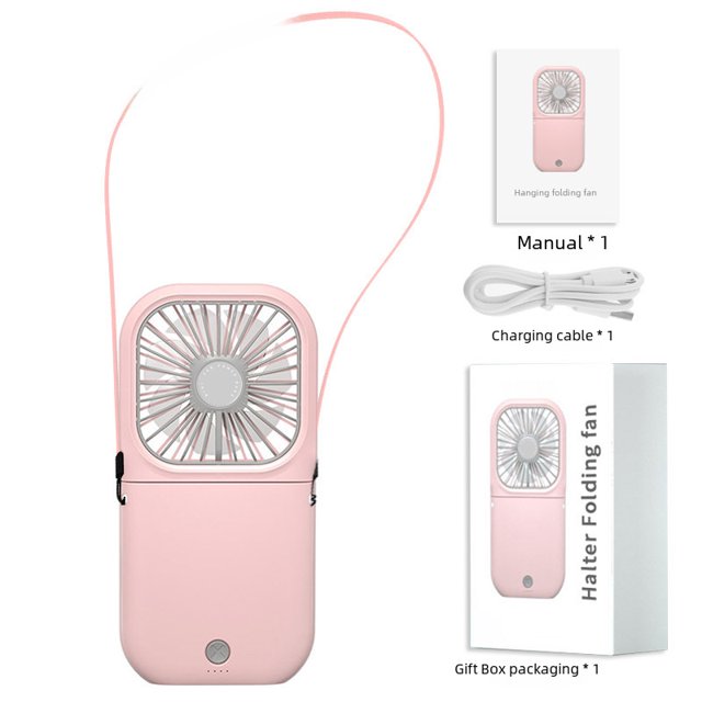 Ventilador plegable para colgar en el cuello, pequeño ventilador de carga USB, ventilador eléctrico portátil de mano, ventilador de escritorio