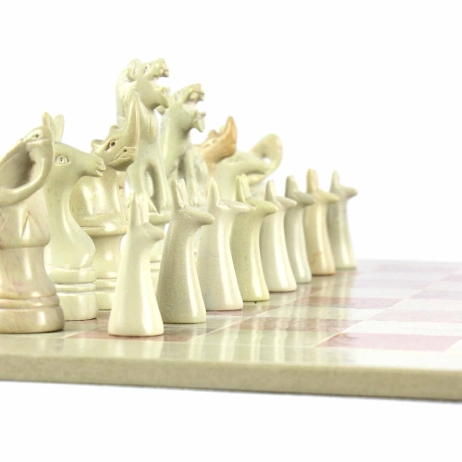 Hand Carved Soapstone Animal Chess Set 15  Board Smolart