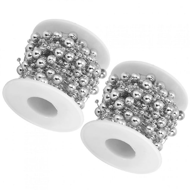 Guirnalda De Cuerda, Decorativa De 2,6 X 2,4 Pulgadas, Cadena De Cuentas De Perlas, 2 Piezas Para Boda Nupcial Cergrey Abalorios Plata 10m/Rollo