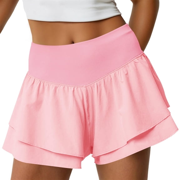 Summer High Waist Women Active Sport Casual Shorts Ruffle Pants