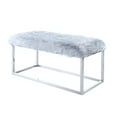 thumbnail image 2 of Chic Home Carolyn Fur Modern Luxe Chrome Metal Frame Ottoman Bench, Grey, 2 of 6