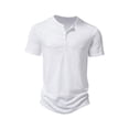 thumbnail image 1 of Kmbangi Men's Casual Shirt Short Sleeve Round Neck Buttons Solid Loose Party Street Spring Summer Tops, 1 of 9
