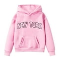 thumbnail image 6 of Hoodie City Name Letter Print Pink Hoodie Long Sleeve Casual Basic Pullover Sweatshirt Hoodie Fall Winter Clothes Toddler Boys Clothes 4T, 6 of 7