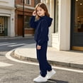 thumbnail image 7 of Tdoqot Girls Sweatsuits 2 PC Long Sleeve Fashion Stretch Casual Kids Outfits Set Hoodie and Sweatpants Navy 14, 7 of 7