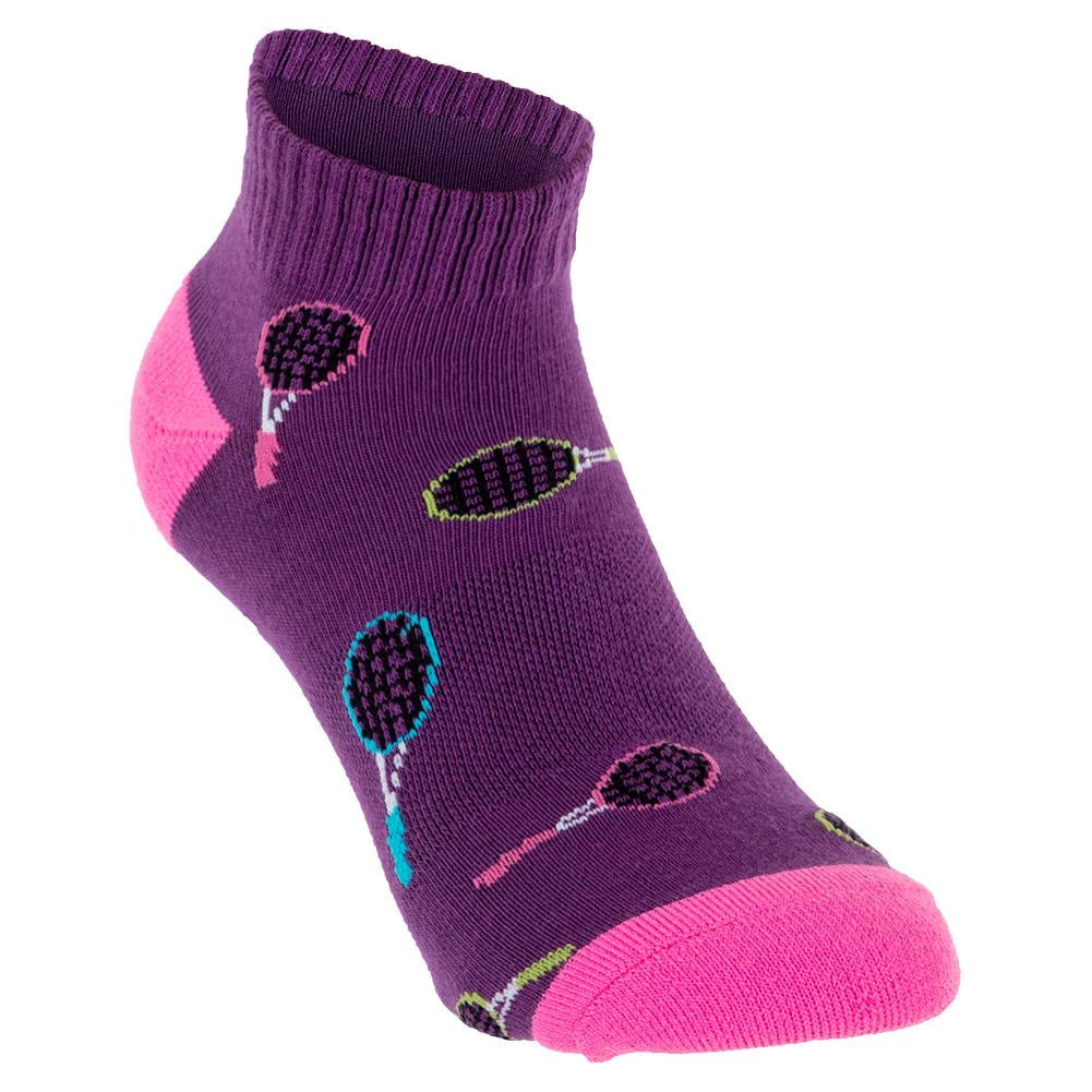 Women`s Colorful Tennis Racquet Crew Socks Purple