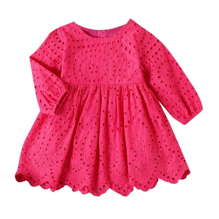 

Wiueurtly Baby Girls Long Ruffled Sleeve Solid Patchwork Princess Dress Outfits Girls Long Dress Long Sleeve Striped